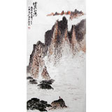 李明成三尺寫意山水畫《煙海松濤》