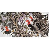 【已售】著名女畫家一方四尺國畫《紫氣東來》