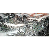 【已售】名家龍幼民六尺山水畫《家山曉晴圖》