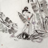李立辰仕女圖《琴韻》河北著名仕女畫家（詢價）