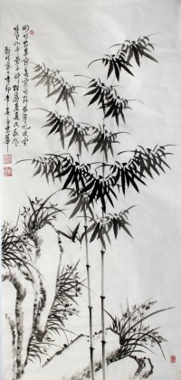 戚明四尺國(guó)畫《蘭竹圖》