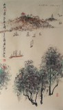 李明成三尺寫意山水《太湖之濱》