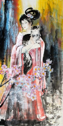 河南美協(xié)顏涵精品四尺重彩仕女畫(huà)（詢價(jià)）