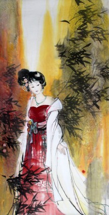 河南美協(xié)顏涵參展四尺仕女圖