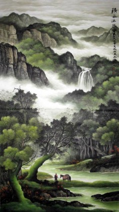 六尺精品山水畫《清氣滿林香》