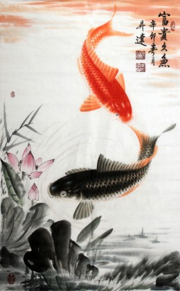 東方魚圣周升達(dá)大三尺《雙魚圖》