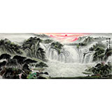 小八尺聚寶盆風水山水《旭日東升》