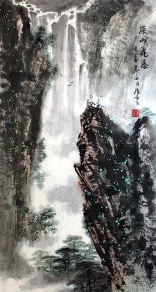 王凌云三尺山水作品《深山飛瀑》（微信詢價）