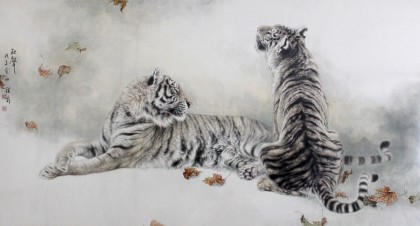 【已售】名家孔祥前六尺精品虎畫《秋聲》