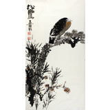 著名畫家呂正明三尺《松鷹圖》