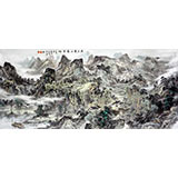 名家龍幼民六尺山水畫《溪上春山簇翠煙》