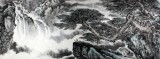 著名畫(huà)家王凌云小八尺山水《松云觀瀑圖》（微信詢(xún)價(jià)）