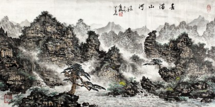 【已售】蒲家瑞 三尺山水《春滿山河》 88歲陜西著名老畫家