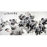 王寶欽六尺鯉魚(yú)牡丹圖《富貴有余》(詢價(jià)）