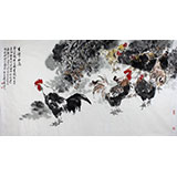 王向陽六尺精品國畫雄雞圖《吉祥如意》 