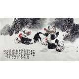 王向陽 六尺《九雞臥雪圖》 中國美術(shù)家協(xié)會(huì)會(huì)員