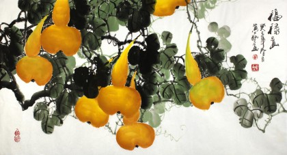 三尺納福增祥葫蘆國畫《福祿圖》