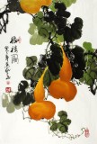 黃藝四尺三開風(fēng)水葫蘆國畫《福祿圖》