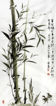 何華賢三尺國畫《聳節(jié)偶相并》