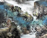 名家鄭慶年六尺山水畫作品《淡煙流水畫屏幽》