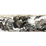 湖北美協(xié)庾超然小八尺寫意國畫山水《云巖清音圖》