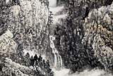 湖北美協(xié)庾超然小八尺寫意國畫山水《云巖清音圖》