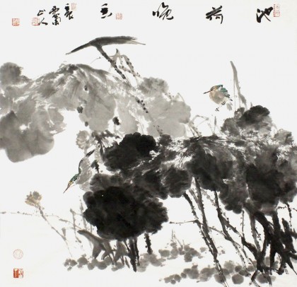 四川美協(xié)會員西蜀山人四尺斗方《池荷晚香》