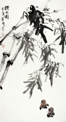 李勝春三尺水墨鳥飛竹《清風圖》