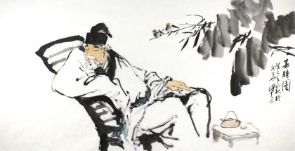 陳漫之四尺東坡水墨人物《春睡圖》（詢價(jià)）