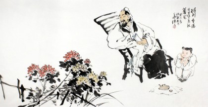 【已售】陳漫之四尺賞菊圖《待到重陽日》（詢價）