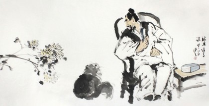 陳漫之四尺貓咪趣味圖《秋思道與誰》（詢價）