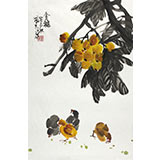 【已售】劉紀(jì)四尺三開(kāi)枇杷大吉圖《金秋》 中國(guó)畫大家 真跡收藏（詢價(jià)）