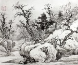 孔方 國畫山水《秋山行旅圖》(詢價)