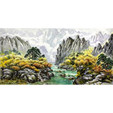 朝鮮一級藝術家 金順 作品《秋日峽谷》