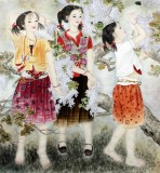 著名工筆畫家趙逸梅《花絮少女》