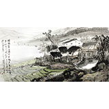 黃奇松四尺江南風(fēng)景畫(huà)《綠遍山原白滿川》
