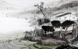 黃奇松四尺江南風(fēng)景畫《綠遍山原白滿川》