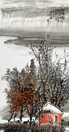 黃奇松三尺客廳山水畫《牧歸圖》