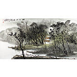 黃奇松三尺精品山水《煙江泊舟》