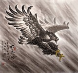 葛化帥六尺斗方工筆鷹《吟天風(fēng)》