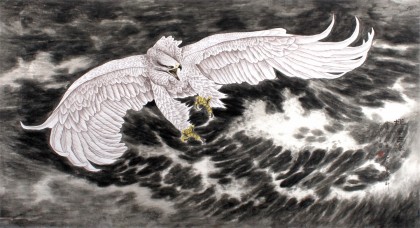 【已售】葛化帥六尺雄鷹展翅圖《搏風(fēng)擊浪》