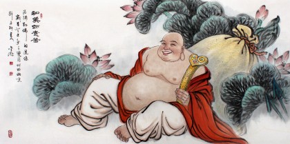 可定制 名家趙金鸰四尺米勒笑佛《和美如意圖》(詢價(jià))