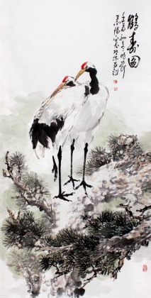 王向陽四尺松鶴延年《鶴壽圖》 中國美術家協會會員（詢價）