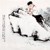 陳漫之四尺斗方童趣圖《此中有趣慢垂釣》（詢價）