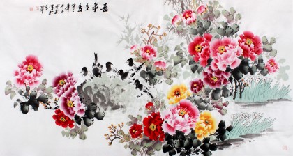 國家一級美術(shù)師王寶欽六尺《喜事多多》