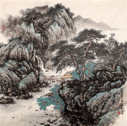 貴州七星關(guān)美協(xié)主席吳顯剛四尺斗方《山靜松聲遠(yuǎn)》