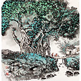 【已售】民盟美協(xié)理事黃奇松三尺斗方《小橋流水人家》