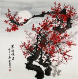 【已售】安徽美協(xié)何華賢四尺斗方《寒梅映月》