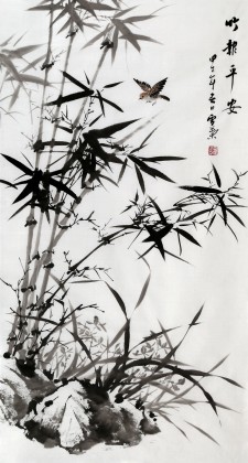 安徽美協(xié)何華賢三尺蘭竹圖《竹報平安》