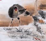 【已售】何華賢三尺花鳥畫《池邊》 潁淮書畫名家